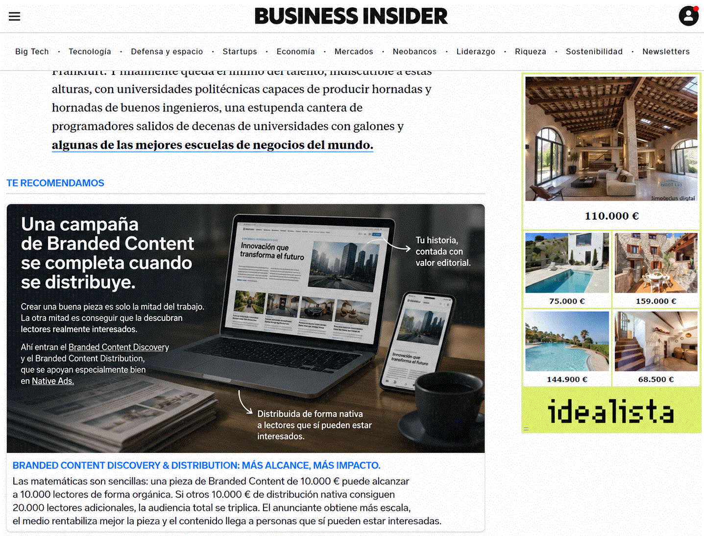 publicidad ecológica branded content discovery business insider